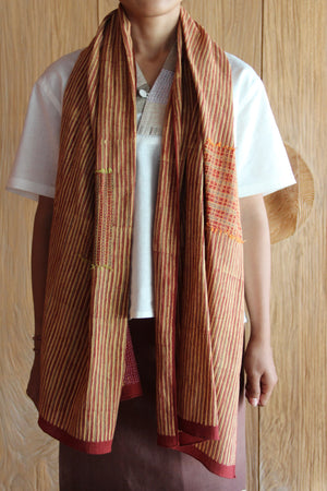 LEMAH - Lurik Sulam Scarf (Red Orange)