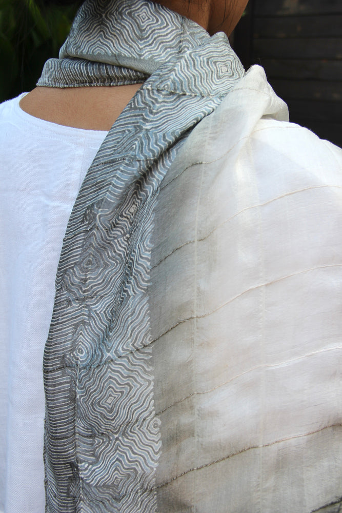 LEMAH - Lumut Silk Scarf (Greyish Blue)