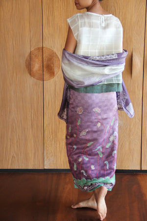 LEMAH - Musim Kembang Silk Sarung Ikat (Purple & Green)