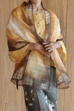 GODHONG - Kebun Bunga Silk Scarf (Brown & Yellow)