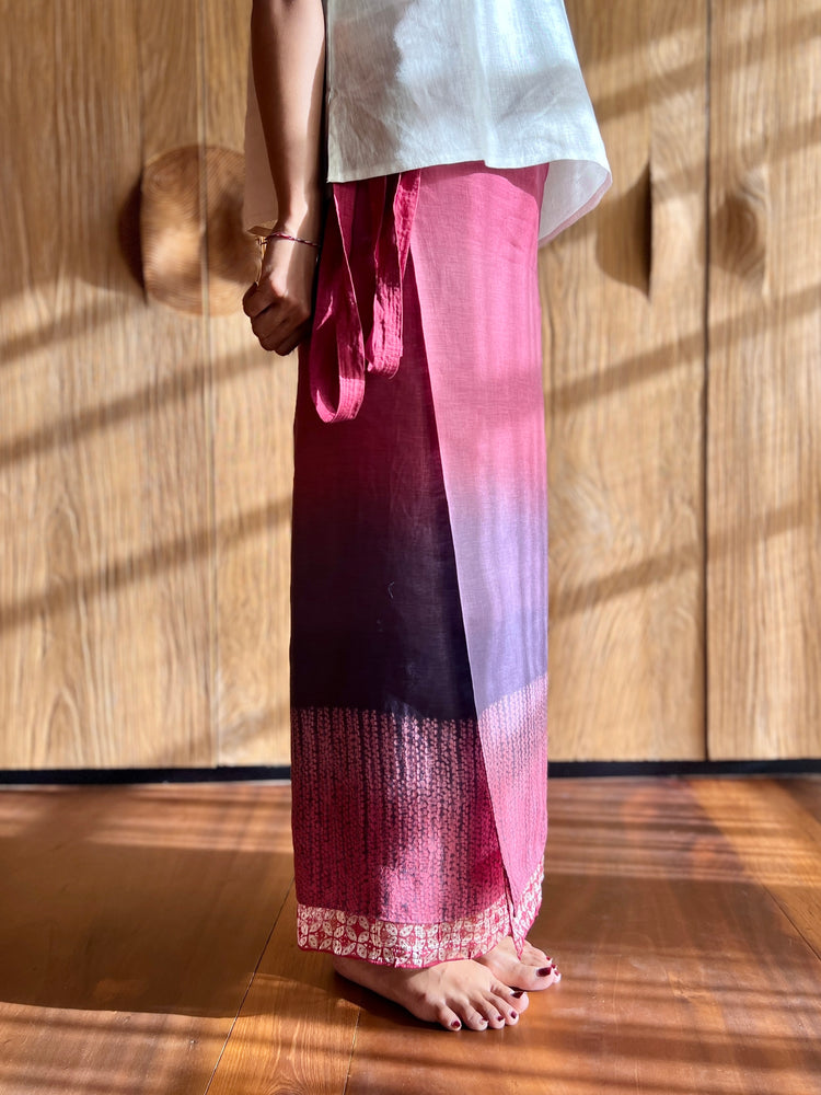 LEMAH - Shibori Sarung Ikat (Purple & Pink Kawung Lace)
