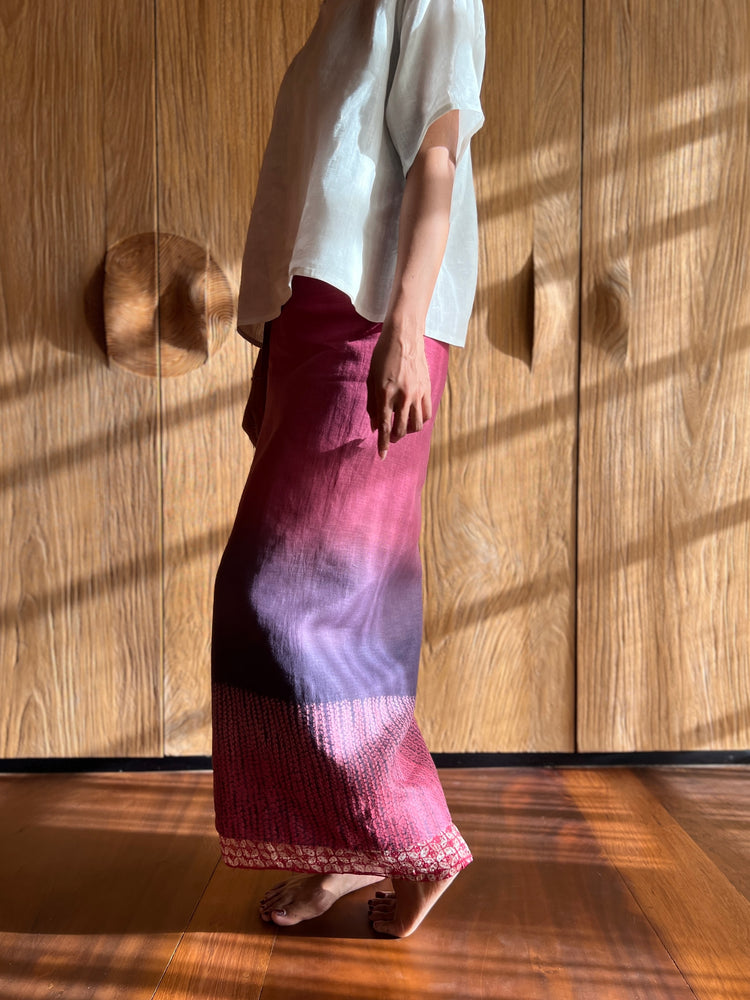 LEMAH - Shibori Sarung Ikat (Purple & Pink Kawung Lace)